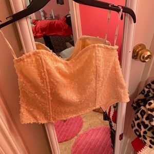 Sequin strapless shirt